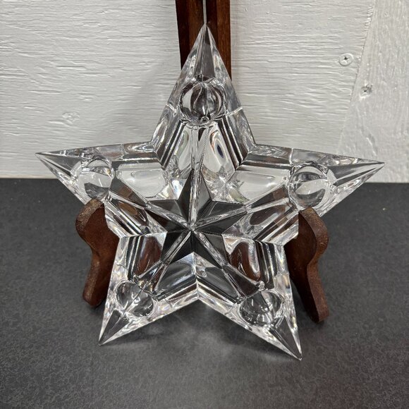 Mikasa Stellar Star 5 Hole Lead Crystal Candle Holder Clear Xmas Centerpiece - Picture 4 of 10
